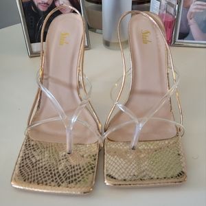 Shein heels ,  size 8.5 , champagne and clear. Neutral colors